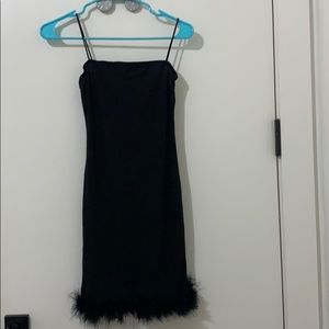 lbd bodycon dress w faux fur hem
